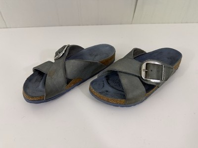 Birkenstock Siena Big Buckle Dusty Blue Oiled Leather Sz 37 W 6.5-7 Granola