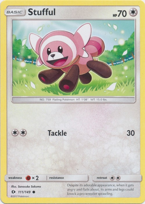Stufful - 111/149 - Common (Damaged) Sun and Moon Base Set - Colorless Pokémon