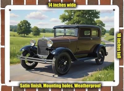 Metal Sign - 1929 Ford Model A Tudor 2 Oil Painting - 14x10
