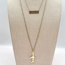 Vintage 90s Express Layered Necklace Airplane Jet I'm Outta Here Travel Jewelry
