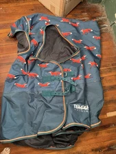 Shires Tempest  Horse Waterproof Turnout Sheet - Foxes on Hunter Green 78"