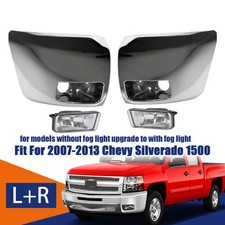 For 2007-2013 Chevy Silverado 1500 Bumper End Caps Set Chrome W Fog Light Lhrh