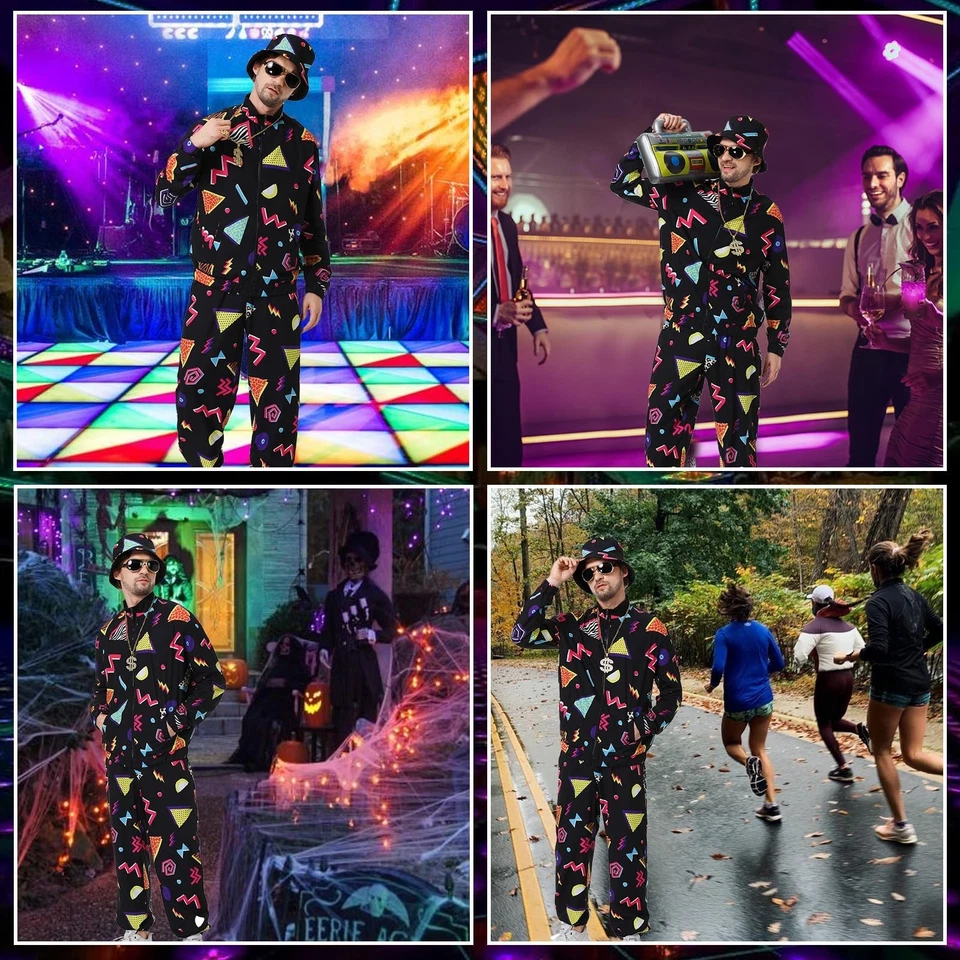 Traje de Pista Años 80 Hombres Hip Hop Disfraz Retro Años 90 Trajes para Hombres Halloween Cospla... Foto 4 de 4