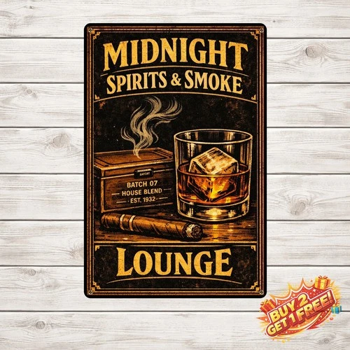 Cigar Bar Vintage Smoking Lounge Metal Tin Sign 8x12 Wall Decor Plaque