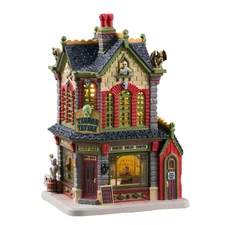 Lemax Spooky Town Halloween Village Terror Tavern with Skeleton in Window 45213