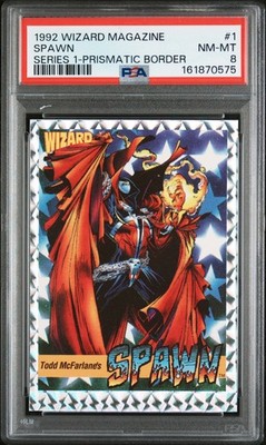1992 WIZARD MAGAZINE SERIES 1 PRISMATIC BORDER #1 SPAWN PSA 8