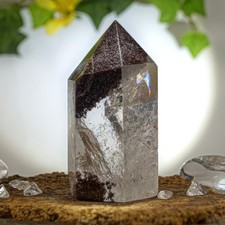 Lodolith Quarz Spitze Gartenquarz Inklusienquarz Rainbow 55 mm 74,6 g Brasilien