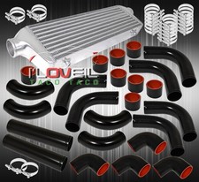 27.5x2.7x7 Aluminum Turbo Intercooler 64mm Piping Kit Upgrade Coupler Blk