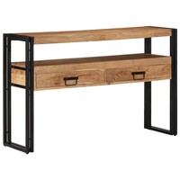 Beistelltische Schwarz 120X33X75 Cm Aus Massivem Akazienholz Und Metall