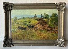 Ölbild Impressionist Alexander Rau Zeesboot am Bodden Althagen Ahrenshoop