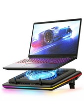 RGB Laptop Cooling Pad for 15.6-19" Laptops, Adjustable Speed, 5.5" Turbofan, US