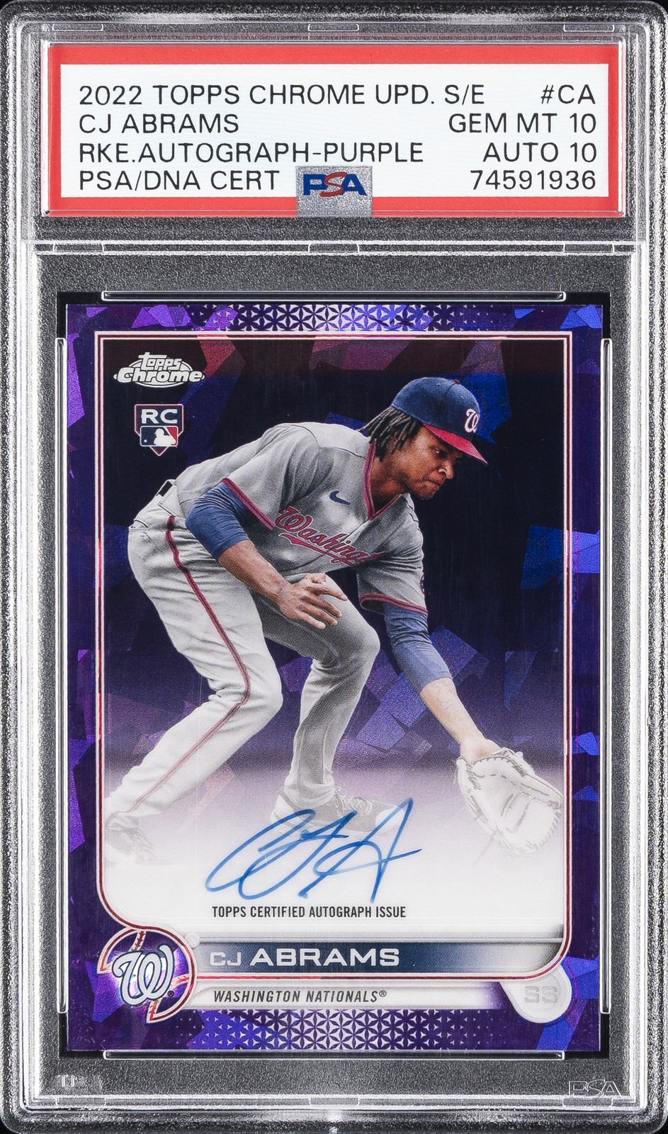 TOPPS CHROME UPDATE SAPPHIRE EDITION ROOKIE AUTOS CJ ABRAMS 8/10 PSA 10 AUTO 10