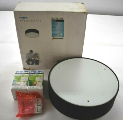 Philips Forecast 12-3/8-in W Black Ceiling Flush Mount Room Stylers Metal Fabric