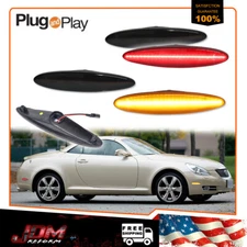For 2002-2010 Lexus SC430 Front & Rear Smoked LED Side Marker Light Amber Red 4x