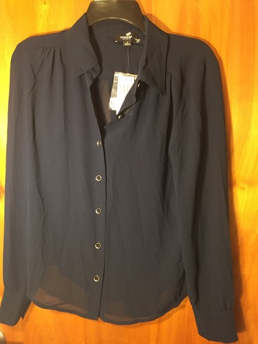 Damen Bluse Small Premise Studio Langarm Marineblau Neu mit Etikett Button Down Arbeit - Bild 1 von 11