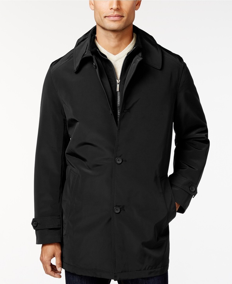 KENNETH COLE NEW YORK 134871 Men's Black Raven Slim-Fit Raincoat