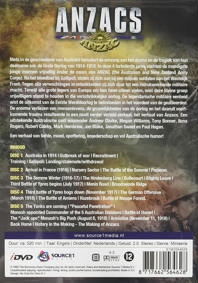 THE ANZACS *1985 / TV Mini Series / Paul Hogan / Jim Holt* / NEW Region 2 DVD - Image 2 of 2