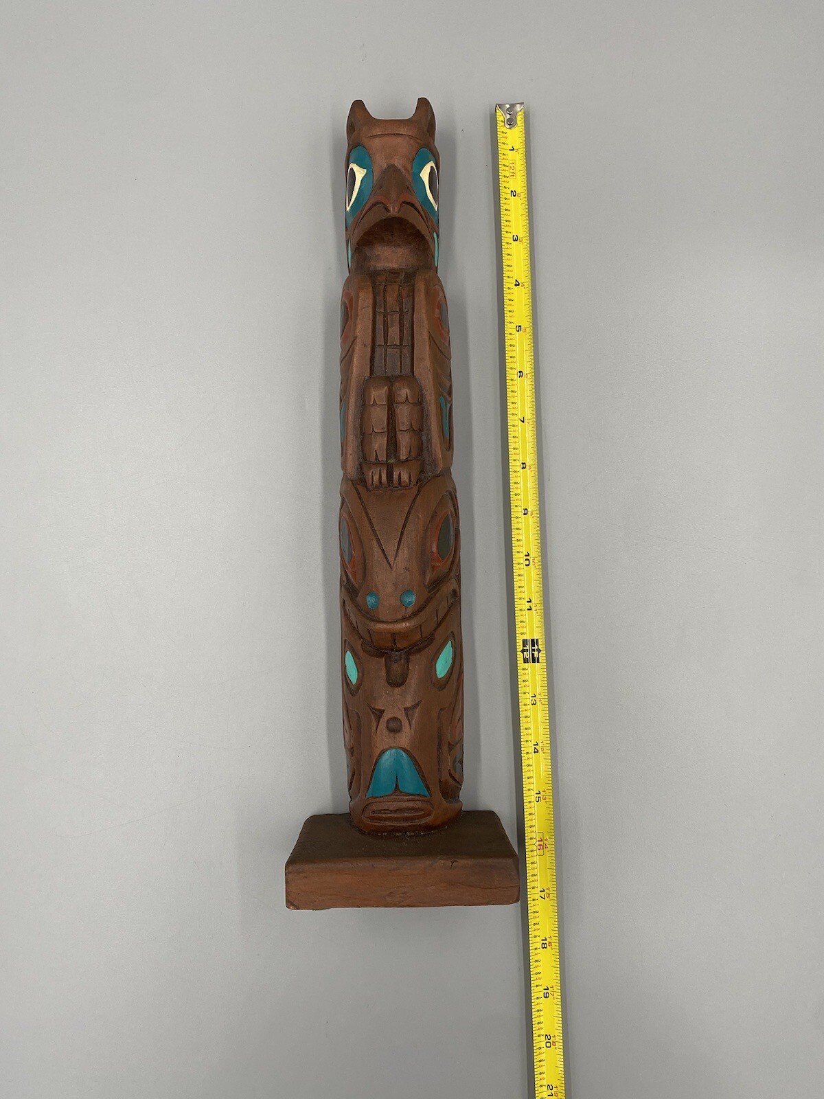 Kiana Of Alaska Carved Wood Hand Painted 16” Totem Pole eBay