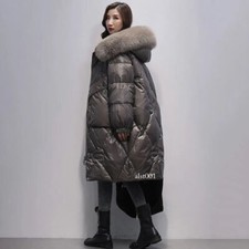 New Womens Down Cotton Winter Warm Jackets Coat Long Hooded Fur Collar Parka