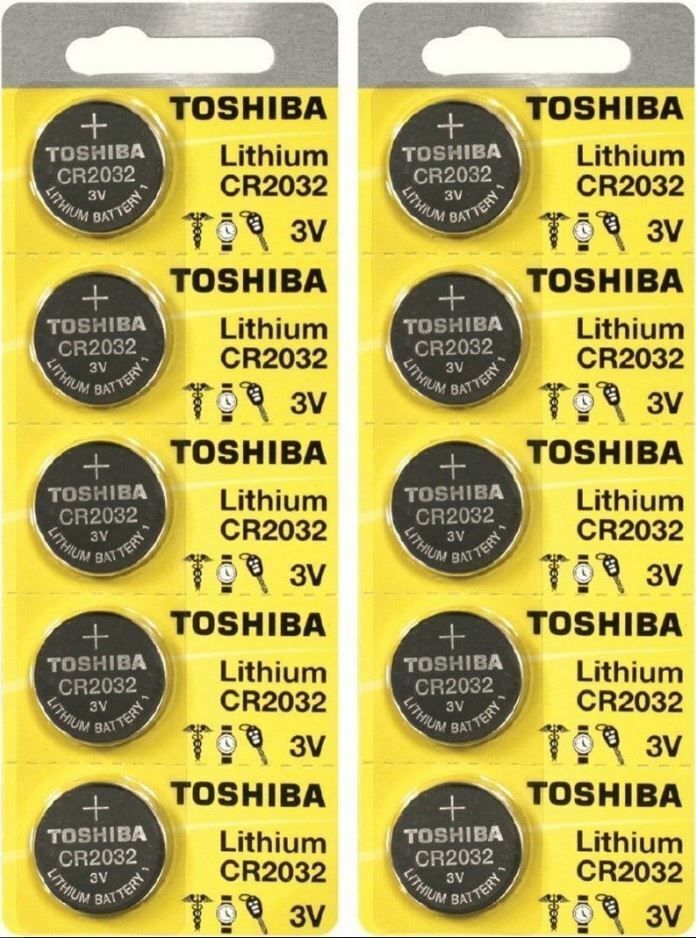 10 x New Original Toshiba CR2032 CR 2032 3V LITHIUM BATTERY BR2032