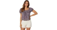 Lucky Brand Square Neck Printed Top Purple XL NWOT (417)