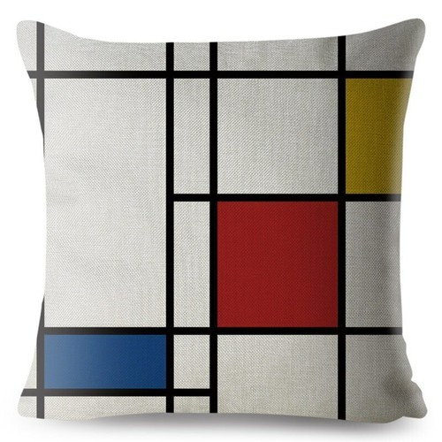 Mondrian Yellow Geometric Stitching Throw Square Cushion Covers Linen Home Decor - Picture 15 of 38
