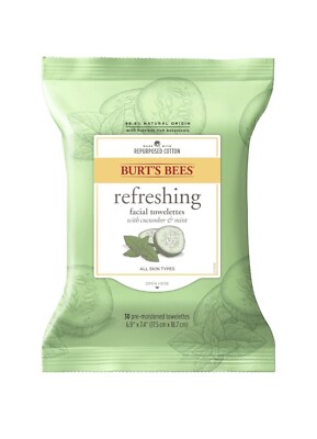 2 PACK Burt's Bees Facial Cleansing Towelettes, Cucumber & Mint , 30 Towelettes