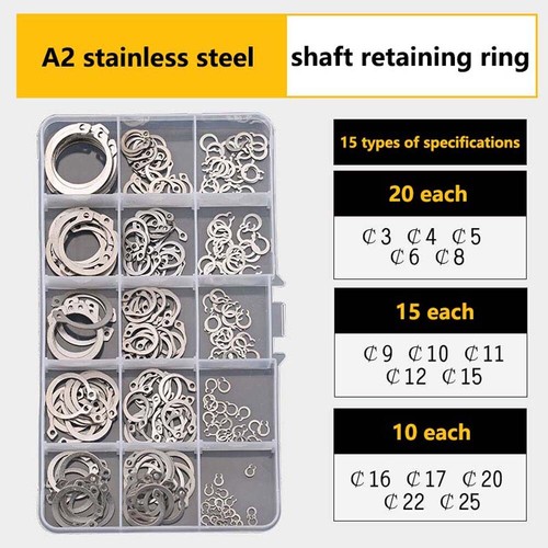 Set Circlip Circlip Esterni Set Assortimento Anello a Scatto Contenitore Clip Cerchio - Foto 10 di 17