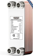 ALORAIR 20 Plate 3"x8" Brazed Plate Heat Exchanger, 3/4" MPT Ports,316L St.Steel