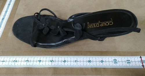 COUP D'ETAT black STRAPPY LEATHER upper HEEL SHOE SIZE 9 m - Picture 6 of 7