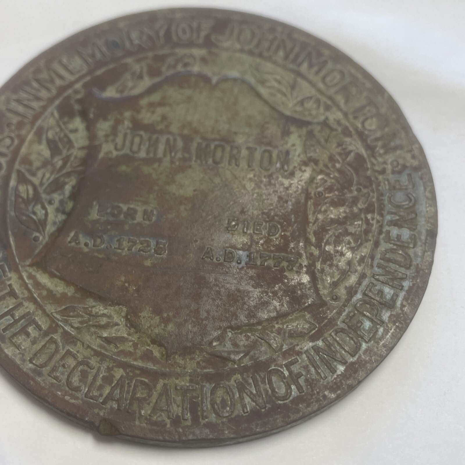 Rare John Morton Memorial Medallion RARE Piece Of American History 1920’s