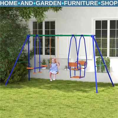 3 in 1 Metall Kinderschaukel Set mit Gleiter Schaukelstuhl & Outdoorschaukel für Garten