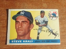 1955 TOPPS STEVE KRALY #139 ROOKIE CARD NEW YORK YANKEES MID HIGHER GRADE . rookie card picture