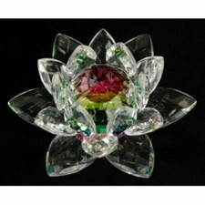 3 inch Rainbow Crystal Lotus Flower Feng Shui Home Decor & Gift Box   USA Seller