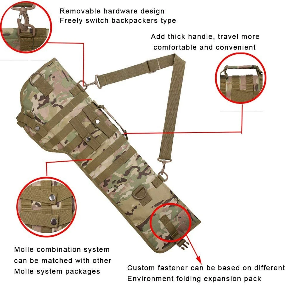 Tactical Shotgun Rifle Scabbard Bag Shoulder Sling Case Holster Molle bags 29" - Image 2 of 4