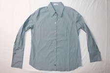 NWT Mens Salvatore Ferragamo Plain Dress Shirt Blue Haze Gold Accents Sz IT 42 R