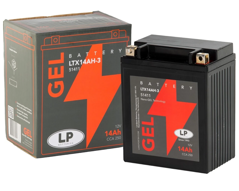 YB14L-A2 GEL Motorradbatterie 12V 14Ah LANDPORT LTX14AH-3 5141 12N14-3A FB14L-A2 - Bild 4 von 4