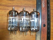 3 Strong Matched AMPEREX Gray Plate Small O Getter 6DJ8 / ECC88 Tubes