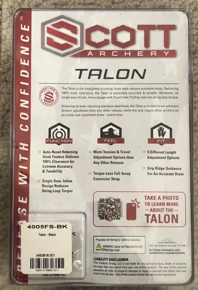 Scott Archery Release 4005FS-BK Talon Freedom Strap Bow Release Black 4005FS-BK - Image 2 of 2