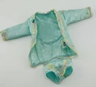 Vintage Genuine Barbie Doll Aqua Satin Lingerie Robe and Panties
