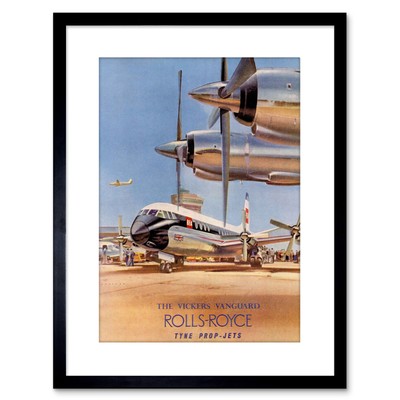Ad Transport Plane Vintage Vickers Vanguard Jets Framed Art Print 9x7 Inch