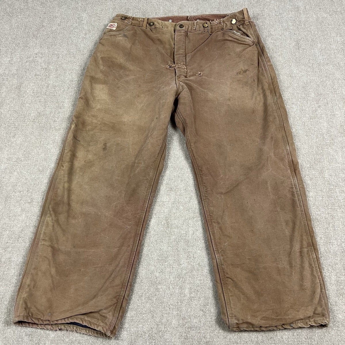 パンツ 80's Carhartt quilting pants Vtg 80s Carhartt Mens 40x34 Distressed Quilt Lined Wide Leg