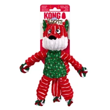 Kong Holiday Floppy Knots Christmas Fox S/M Squeaky Tug & Shake Dog Toy 9x6"