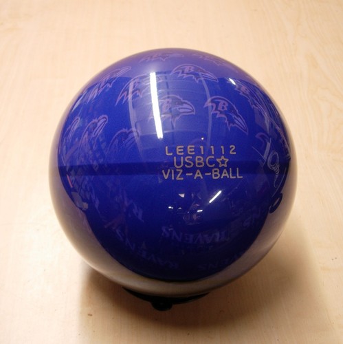 g9 10# NIB Bowling Ball OTB Viz-A-Ball RARE 2010 NFL Baltimore RAVENS - Bild 6 von 7