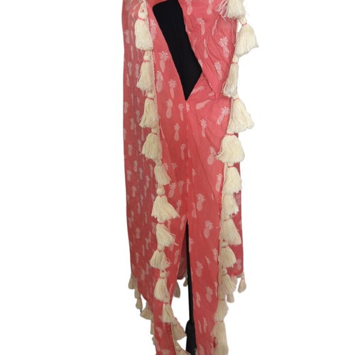 Z&L Made with Love Swim Cover Up Kimono Womens S/M Pineapple Print Tassels BOHO - Picture 5 of 10