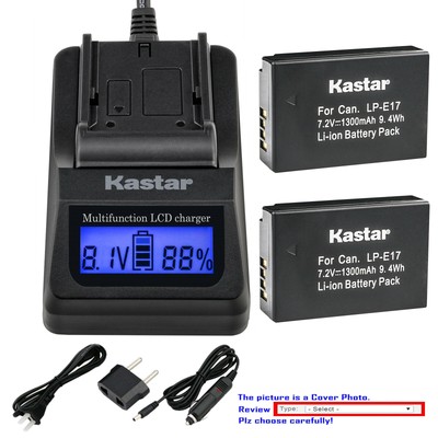 Kastar Battery LCD Fast Charger for Canon LP-E17 LC-E17 & Canon EOS M6 Mark II