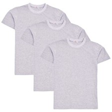 Girls Boys Pack Of 3 PE School T Shirts Plain Grey Summer Soft Feel Tank Top