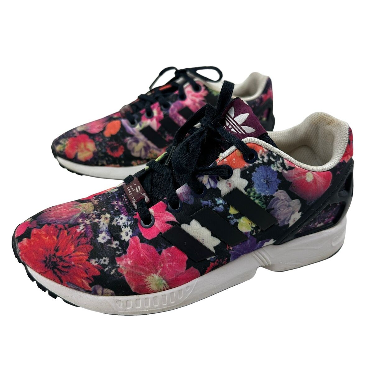 Adidas ZX Flux Torsion Multicolor Flower Sneakers Ortholite Adidas ZX Flux Torsion Multicolor Flower Sneakers Ortholite