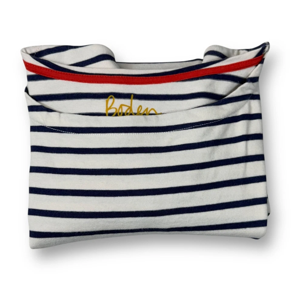 Boden Top Girls Sz 15-16Y Blue/White Striped Long Sleeve Boat Neck Cotton Shirt - Image 2 of 4