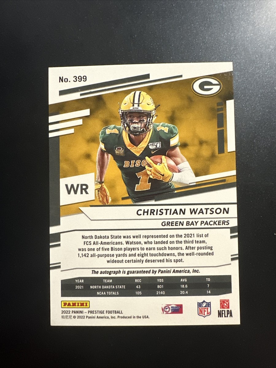 2022 Prestige Christian Watson Xtra Points Rookie RC Auto